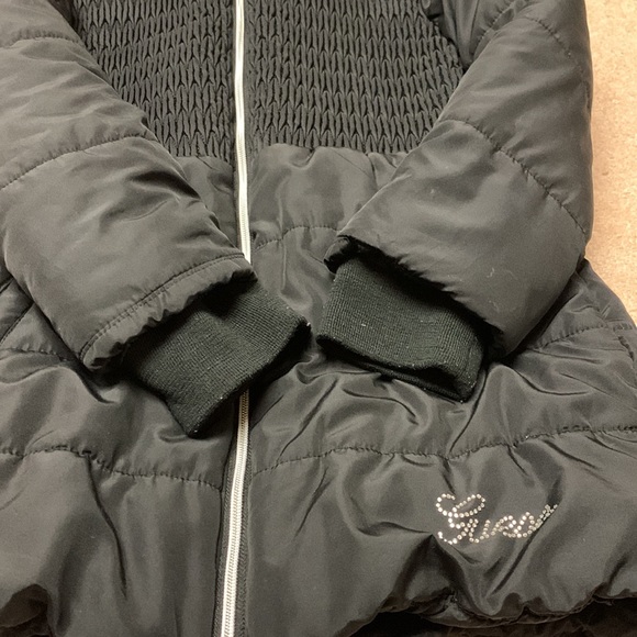 Girls Guess dressy puffer Jacket coat Large size 14 Black - Picture 10 of 13